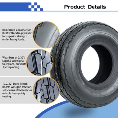 Image showing  20.5x8-10 6PR (LRC) SU03 Boat Trailer Tire and 10x6 5-4.5 Wheel Assembly, White