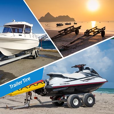 Image showing  18.5x8.5-8 6PR SU03 Boat Trailer Tire and 8x7 5-4.5 Wheel Assembly, 2.81 in. Center Bore, 2mm Offset, White