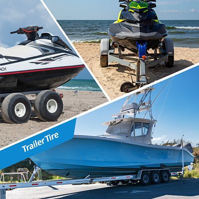 Image showing  5.7-8 4PR SU02 Boat Trailer Tire and 8x3.75 5-4.5 Wheel Assembly, 2.8 in. Center Bore, 2mm Offset, White