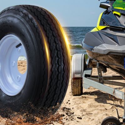 Image showing  5.7-8 4PR SU02 Boat Trailer Tire and 8x3.75 5-4.5 Wheel Assembly, 2.8 in. Center Bore, 2mm Offset, White