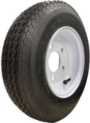 Image showing  4.8-8 6PR Boat Trailer Tire and 8x3.75 5-4.5 Wheel Assembly, 2.8 in. Center Bore, 2mm Offset, White