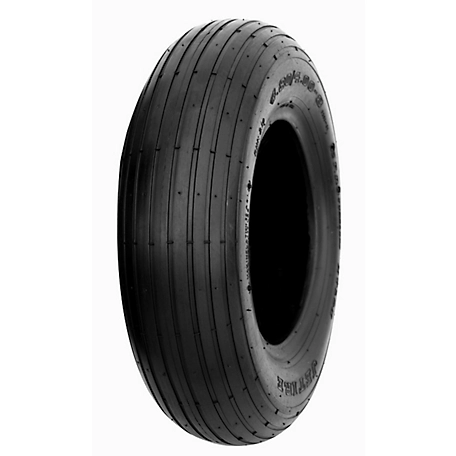 Hi-Run Wheelbarrow Tire, 4.80/4.00-8 4PR, Rib Tread
