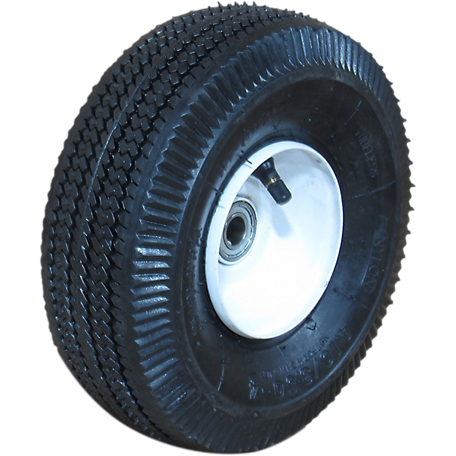 Hi-Run Wheelbarrow Tire Assembly, 4.10/3.50-4 4PR Sawtooth Tire and Wheel