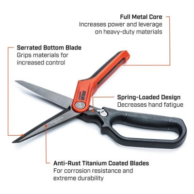 Image showing  11 in. Full Metal Heavy-Duty Titanium-Coated Single Ring Tradesman Shears