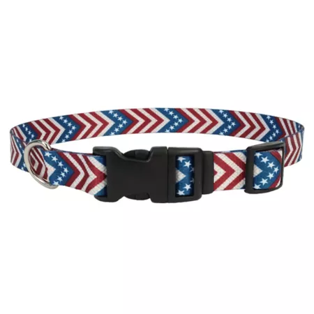 Adjustable Patriotic Chevron Retriever Dog Collar Dog Basic Collars