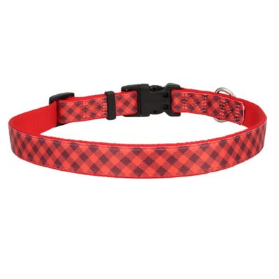 Image showing  Adjustable Checkered Dog Collar, Red/Black