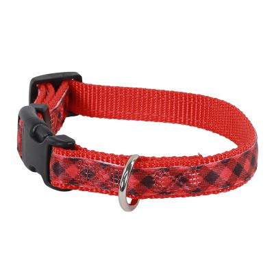 Image showing  Adjustable Checkered Dog Collar, Red/Black