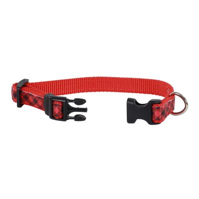 Image showing  Adjustable Checkered Dog Collar, Red/Black