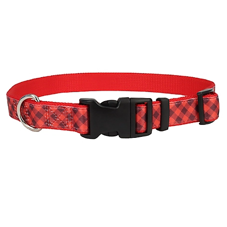 Retriever Adjustable Checkered Dog Collar, Red/Black