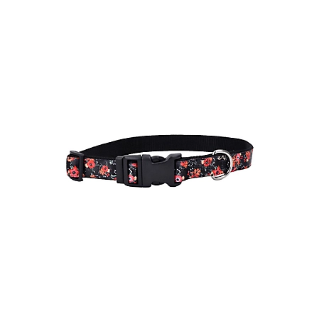 Retriever Adjustable Orange Pink Flower Ribbon Overlay Dog Collar