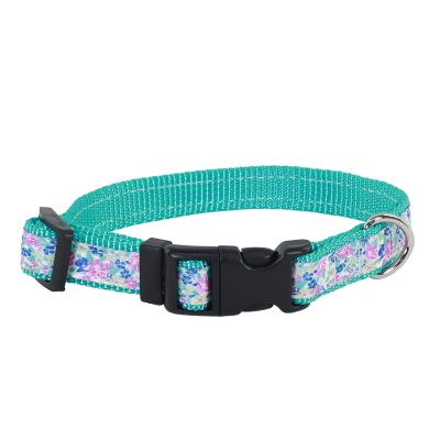 Retriever Adjustable Sketched Flowers Ribbon Overlay Dog Collar