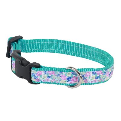 Image showing  Adjustable Sketched Flowers Ribbon Overlay Dog Collar