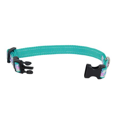 Image showing  Adjustable Sketched Flowers Ribbon Overlay Dog Collar