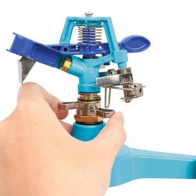 Image showing  1,390 sq. ft. Indestructible Zinc Impulse 360-Degree Garden Sprinkler, Customizable Coverage, Wheeled Base