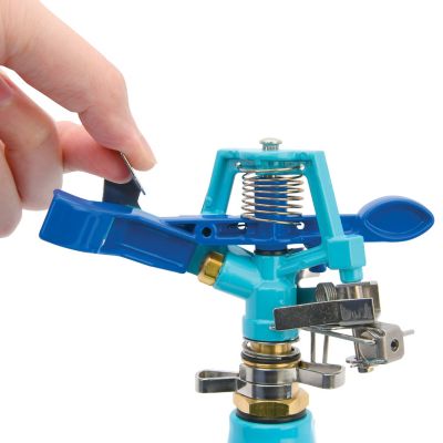 Image showing 5 th Aqua Joe 1,390 sq. ft. Indestructible Zinc Impulse 360-Degree Garden Sprinkler, Customizable Coverage, Wheeled Base