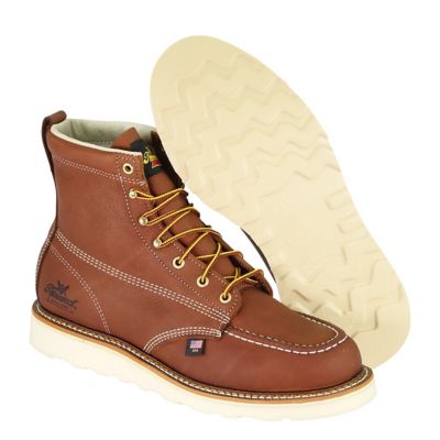 Image showing 3 th Thorogood Men's Moc Toe USA Non-Safety Wedge Work Boots, 6 in.