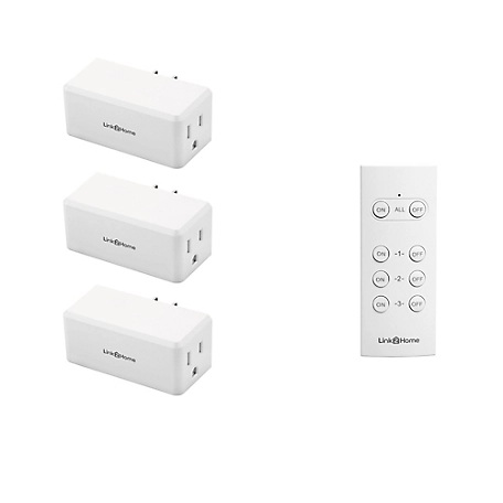Link2Home Wireless Remote Control Light Switch Outlets, 100 ft. Range, Unlimited Connections, Compact Side Plug, Grounded
