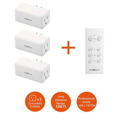 Image showing  10A 1-Outlet Wireless Remote Control Compact Side Plug Light Switch Outlets, 3-Pack
