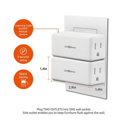 Image showing 7 th Link2Home 10A 1-Outlet Wireless Remote Control Compact Side Plug Light Switch Outlets, 3-Pack