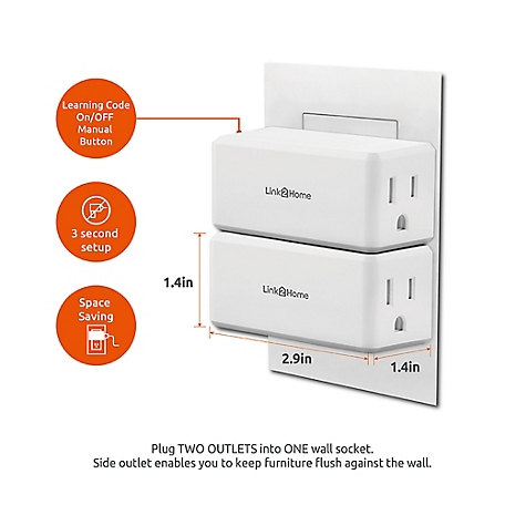 Link2Home Wireless Remote Control Light Switch Outlets, 100 ft. Range,  Unlimited Connections, Compact Side Plug, Grounded at Tractor Supply Co.