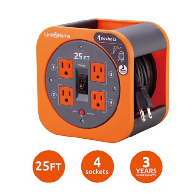 Image showing  25 ft. Indoor/Outdoor Cable Extension Cord Reel, 4 Outlets, 16 AWG SJT