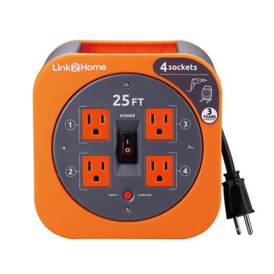 Image showing  25 ft. Indoor/Outdoor Cable Extension Cord Reel, 4 Outlets, 16 AWG SJT