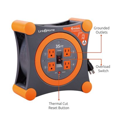 Image showing  35 ft. Indoor/Outdoor Cable Extension Cord Reel, 4 Outlets, 14 AWG SJTW