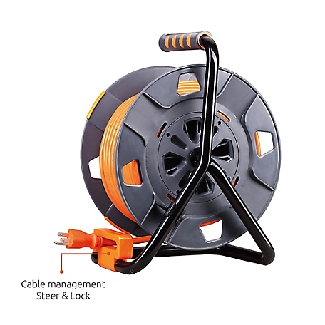 Link2Home 60 ft. Indoor/Outdoor Heavy-Duty High-Visibility 14 AWG SJTW  Extension Power Cord Reel with 4 Power Outlets at Tractor Supply Co.