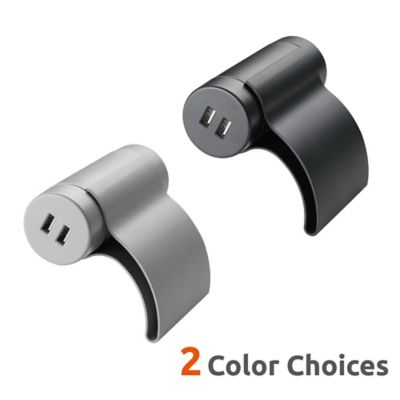 Image showing  10 ft. Indoor Sofa Socket Extension Cord, 1 Outlet/2 Ports, 3.1A USB, Dark Gray