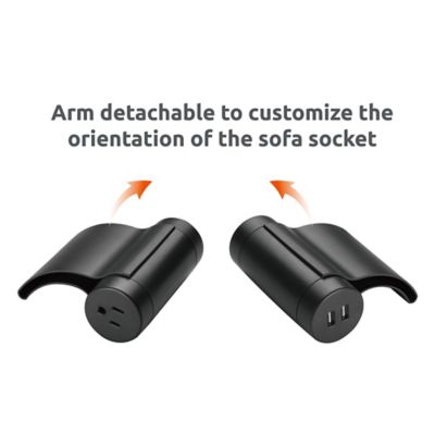 Image showing  10 ft. Indoor Sofa Socket Extension Cord, 1 Outlet/2 Ports, 3.1A USB, Dark Gray