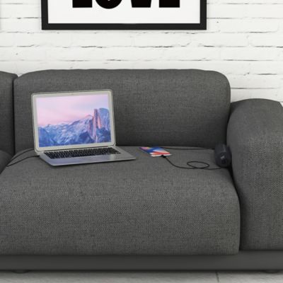 Image showing 5 th Link2Home 10 ft. Indoor Sofa Socket Extension Cord, 1 Outlet/2 Ports, 3.1A USB, Dark Gray
