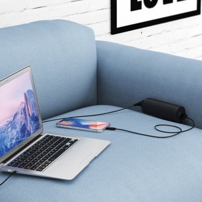 Image showing 6 th Link2Home 10 ft. Indoor Sofa Socket Extension Cord, 1 Outlet/2 Ports, 3.1A USB, Dark Gray
