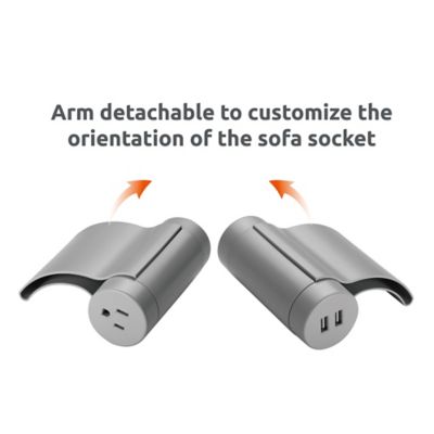 Image showing  10 ft. Indoor Sofa Socket Extension Cord, 1 Outlet/2 Ports, 3.1A USB, Light Gray