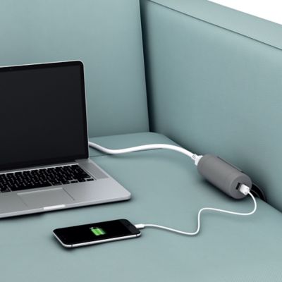 Image showing 5 th Link2Home 10 ft. Indoor Sofa Socket Extension Cord, 1 Outlet/2 Ports, 3.1A USB, Light Gray