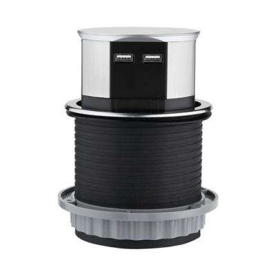 Image showing 6 th Link2Home 15A 3-Outlet Space Saver Pop-Up Outlet with 2 USB Ports