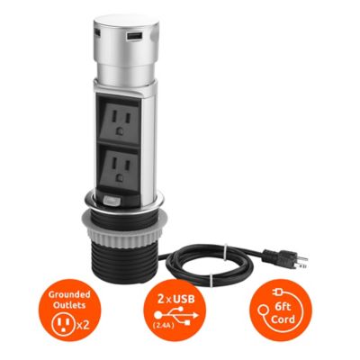 Image showing  15A 2-Outlet Space Saver Pop-Up Outlet Station with 2 USB Ports