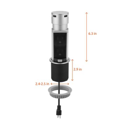 Image showing  15A 2-Outlet Space Saver Pop-Up Outlet Station with 2 USB Ports