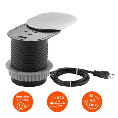 Image showing  15A 1-Outlet Space Saver Grommet Socket with 1 USB Port