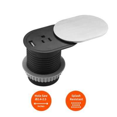 Image showing  15A 1-Outlet Space Saver Grommet Socket with 1 USB Port