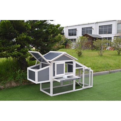 Image showing 7 th Coop King Modern Polycarbonate Chicken Coop with Attached Run and Metal Pull-Out Tray