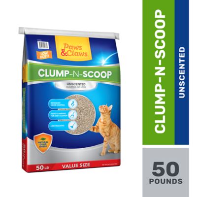 Paws & Claws Clump-and-Scoop Unscented Clumping Clay Cat Litter, 50 lb. Bag