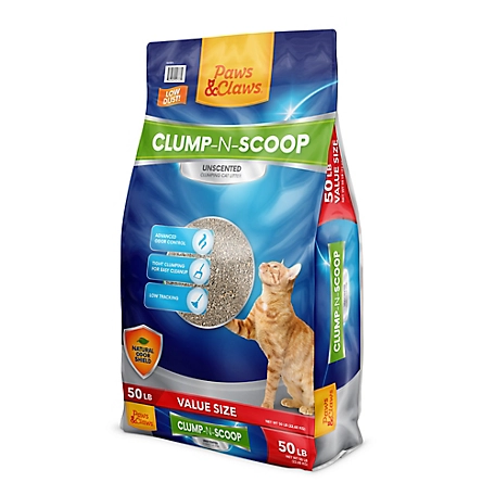 Paws & Claws Clump-and-Scoop Unscented Clumping Clay Cat Litter, 50 lb. Bag