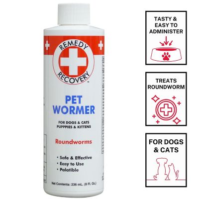 Remedy+Recovery Dewormer Liquid for Removal of Roundworms for Dogs and Cats, 8 oz.