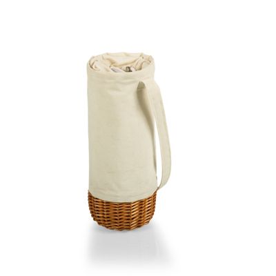 Picnic Time Malbec Insulated Canvas and Willow Wine Bottle Basket