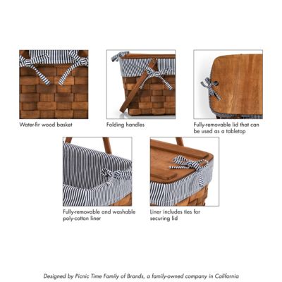 Image showing 6 th Picnic Time Kansas Handwoven Wood Picnic Basket