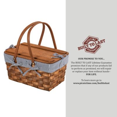 Image showing 7 th Picnic Time Kansas Handwoven Wood Picnic Basket