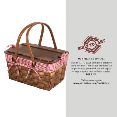 Image showing 6 th Picnic Time Kansas Handwoven Wood Picnic Basket