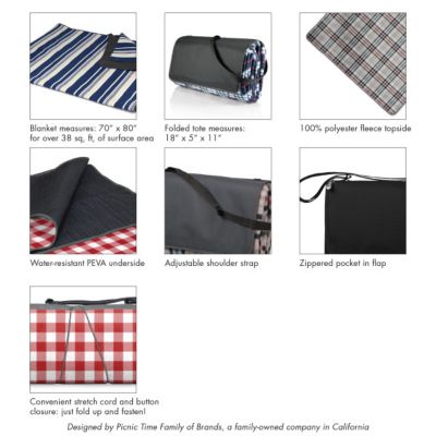Image showing  Blanket Tote XL Outdoor Picnic Blanket, 70 x 80in., Gray/Blue/Red