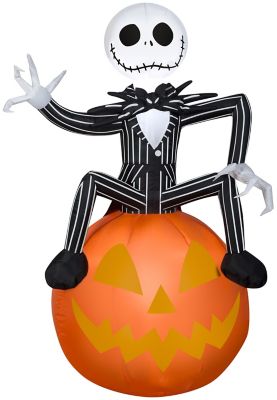 GemmyAirblown Nightmare Before Christmas Jack on Pumpkin Inflatable, Self-Inflates