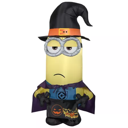 Gemmy Airblown Minion Kevin as an inflatable witch self-inflating Halloween Inflatables